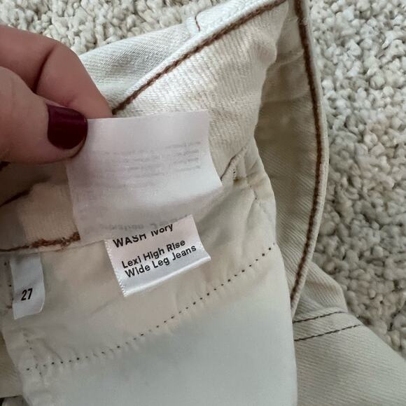Reformation Lexi High Rise Wide Leg Button Fly Jeans Ivory Size 27 - Picture 6 of 10